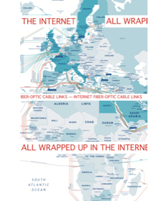 iMap Ventures wrapping paper showing major Asian fiber-optic cable landing stations